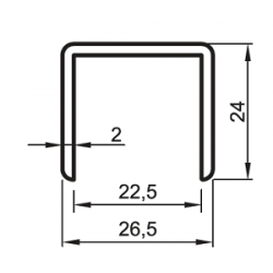 9949 SP21 Алюминиевый профиль для безрамных ограждений - U-профиль, размеры 26,5х24 мм, расчетный вес – 0,345 кг/м SARAY